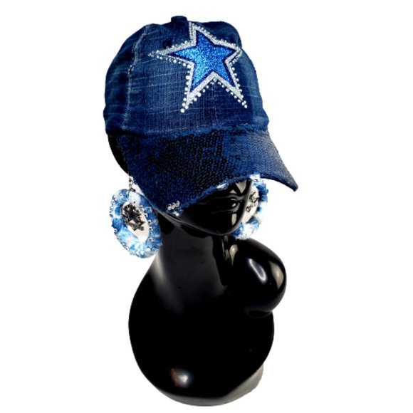 Dallas Game Ready Navy Flowy Hi/Lo Top with Shiny Lettering and Crystals. - Picture 4 of 5
